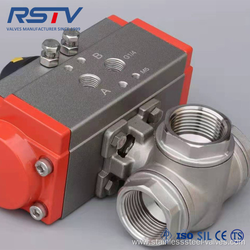 Stainless Steel 3 Way Ball Valve with pneumatic Actuator